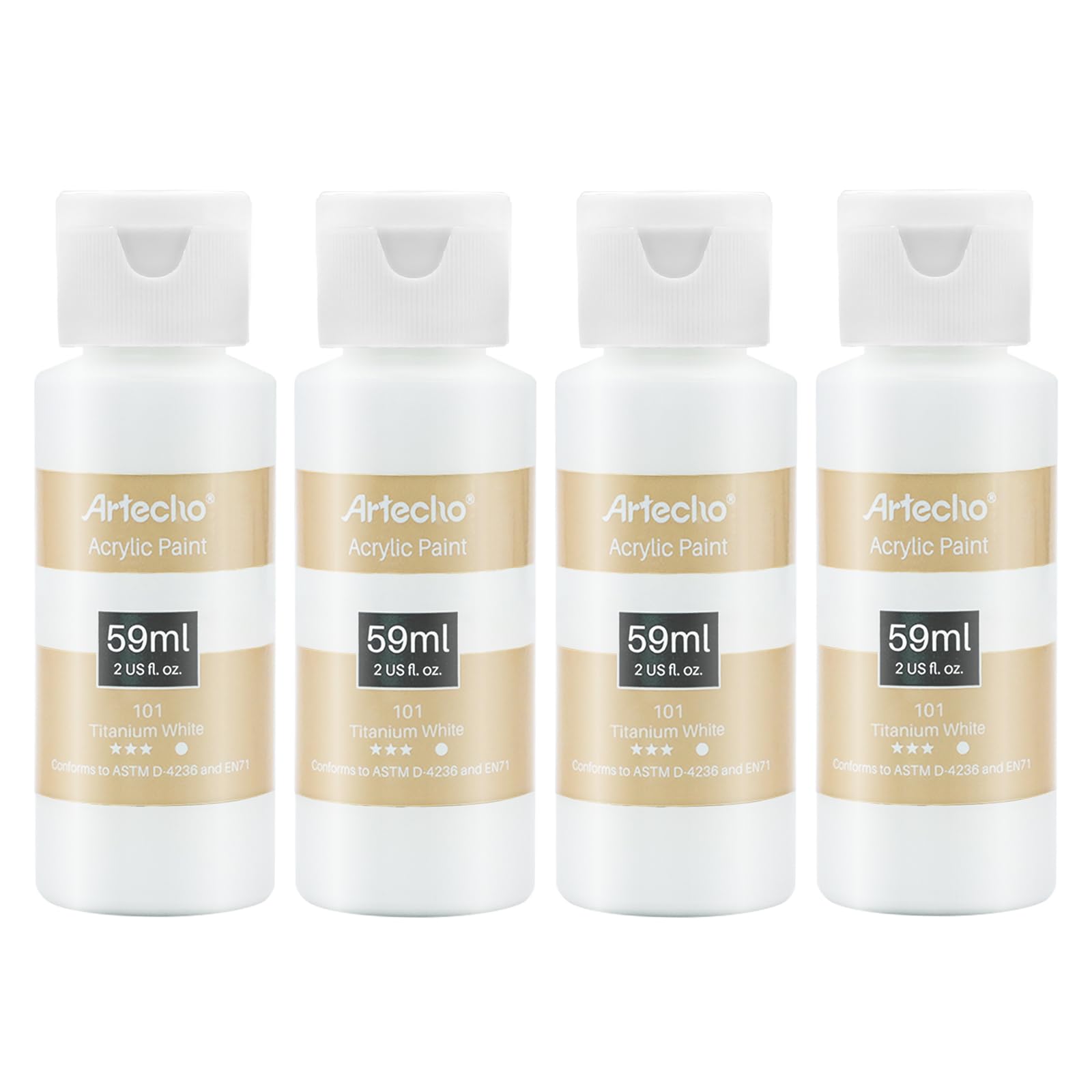 Acrylic Paint 2oz Set #Size_4 PCS Titanium White (59ml / 2oz) 4 Pack