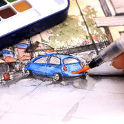 Artecho 18 Colors Watercolor Paint Set, Portable Travel Tin Box with Brush