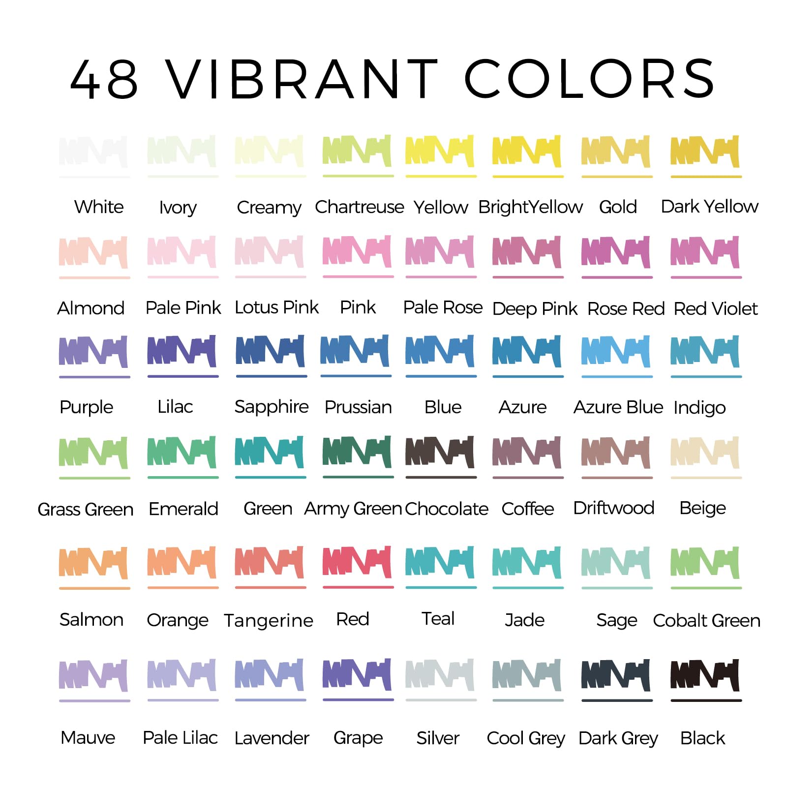 Dual Tip Acrylic Paint Markers with Bag, 48 Colors