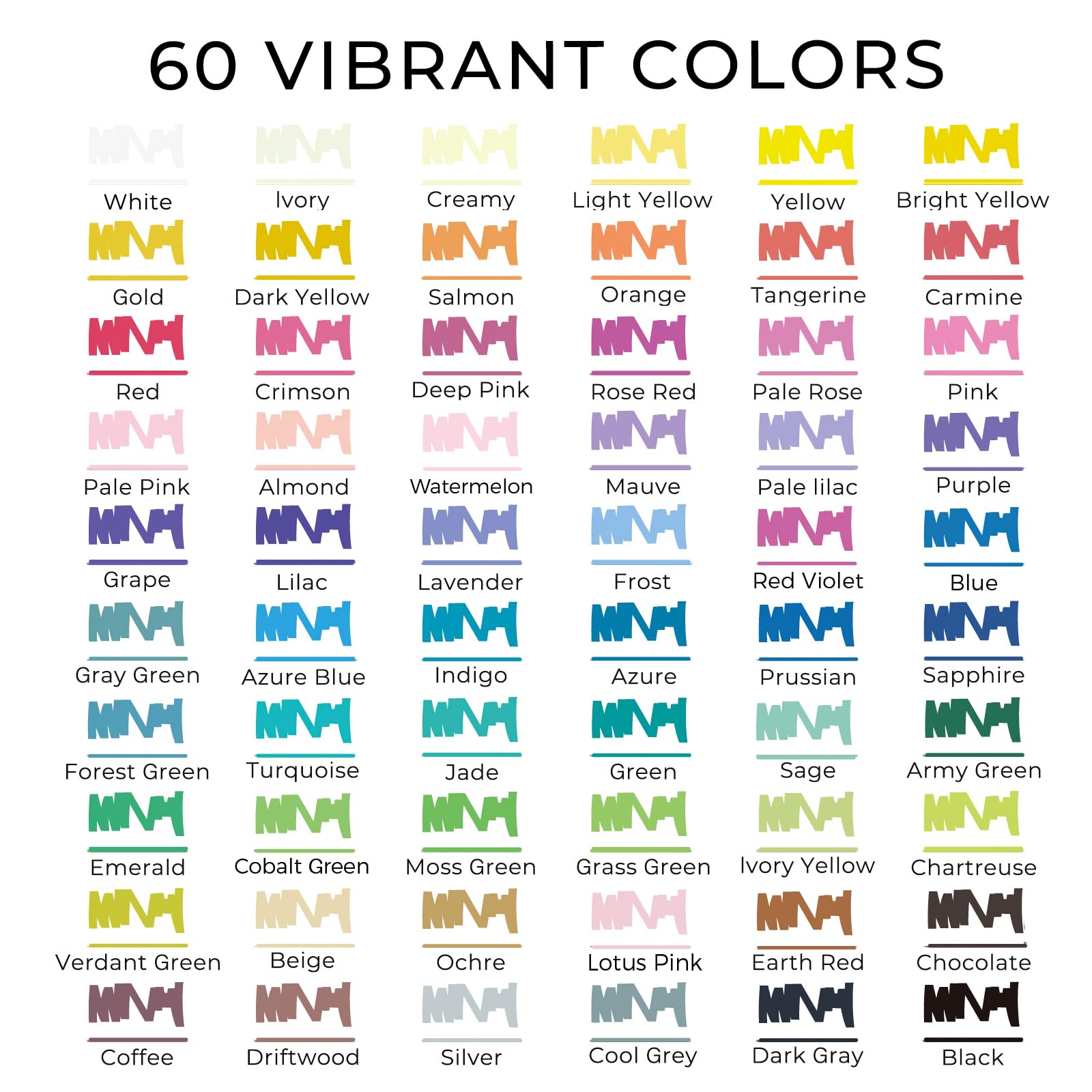 Dual Tip Acrylic Paint Markers, 60 Colors