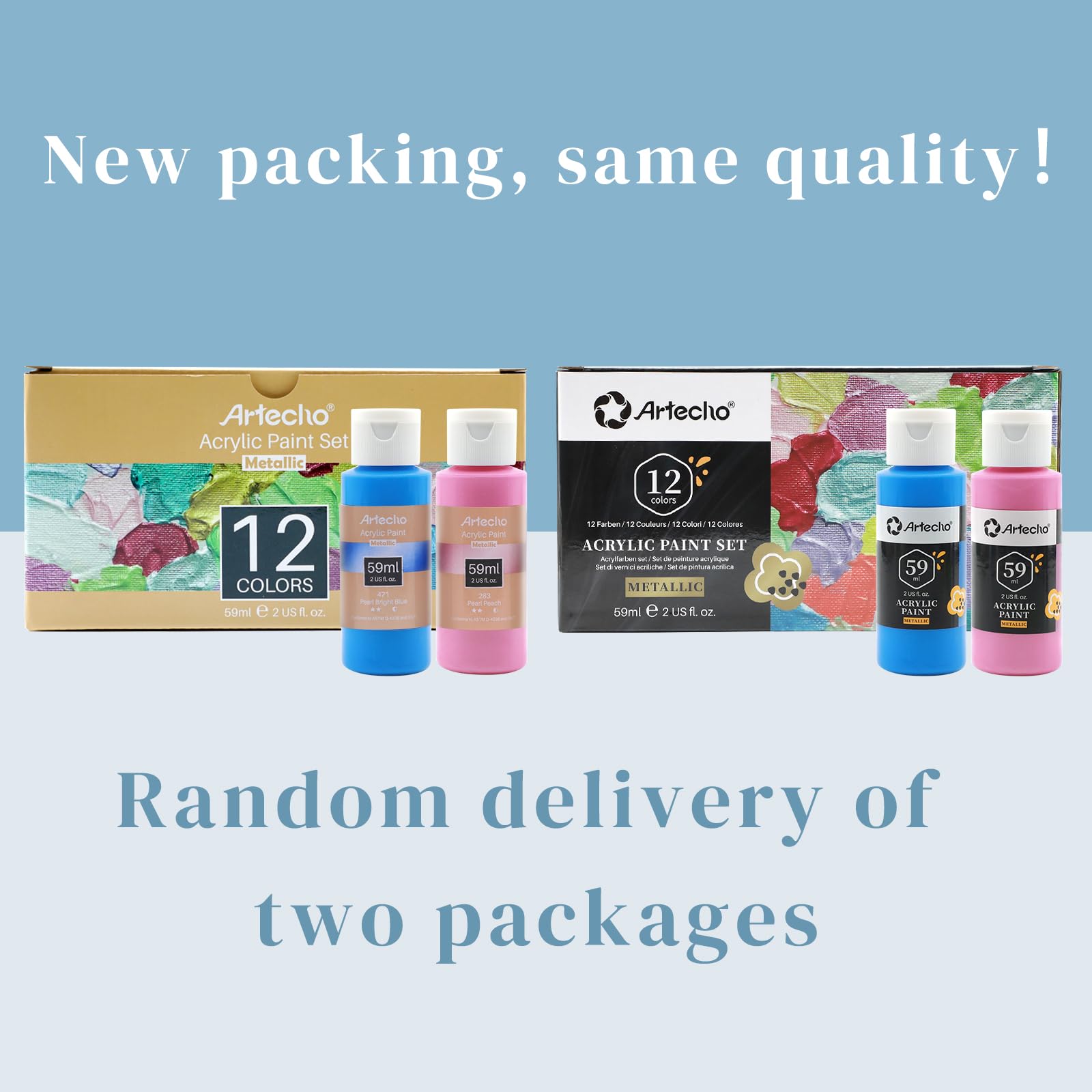 Metallic Acrylic Paint Bottles, 12 Colors (59ml / 2oz)