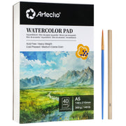 Watercolor Paper Pad with Brush & Pencil, A5, 40 Sheets (300gsm)