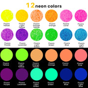 Artecho Tempera Paint Sticks, 12 Neon Colors, Washable, Non-Toxic
