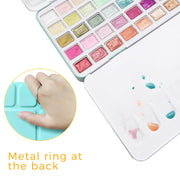 Artecho 50-Color Metallic Watercolor Paint Set with Easy-Hold Ring