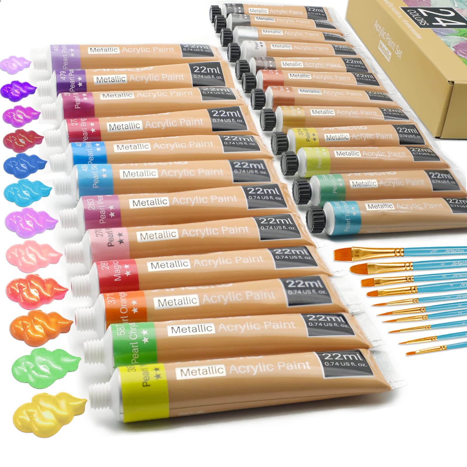 Acrylic Paint Metallic Set #Size_24 Colors (0.74oz)