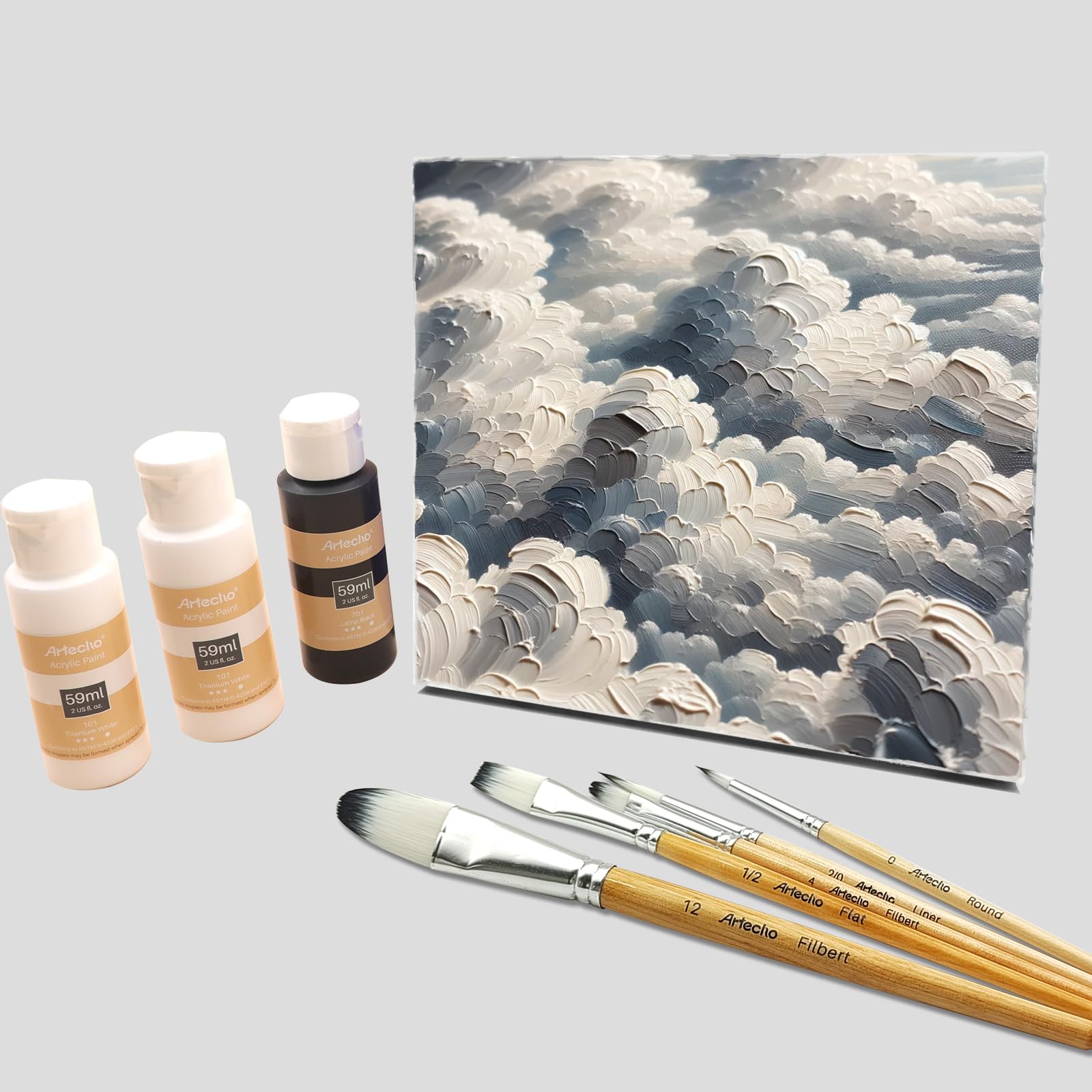 Acrylic Paint 2oz Set #Size_4 PCS Black and White (59ml / 2oz) 4 Pack