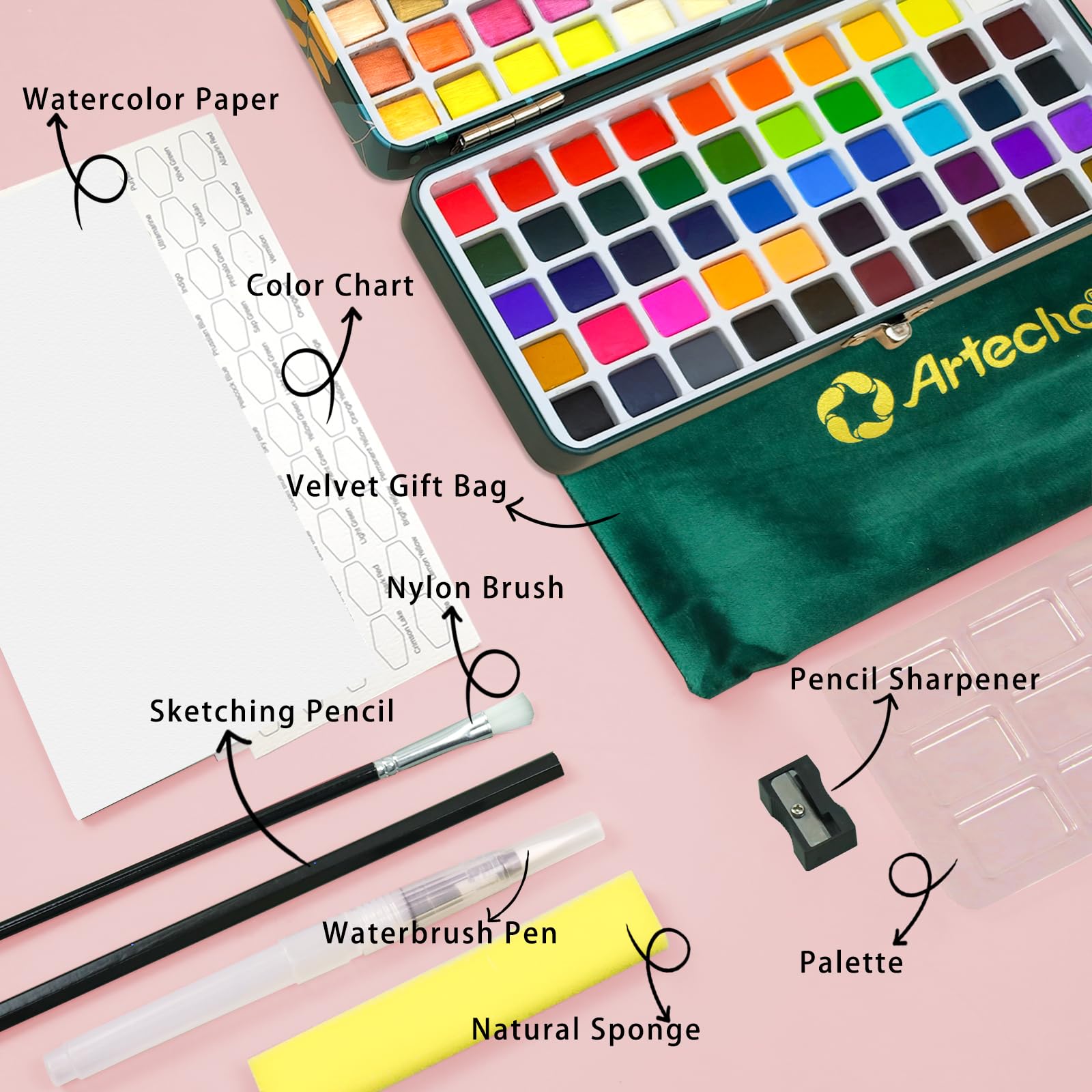 Watercolor Paint Set 100 Colors #Size_100 Metallic Colors