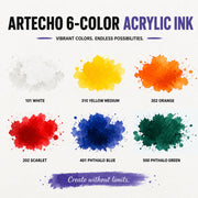 Artecho Acrylic Ink Set, 6 Colors, 20ml Dropper Bottles