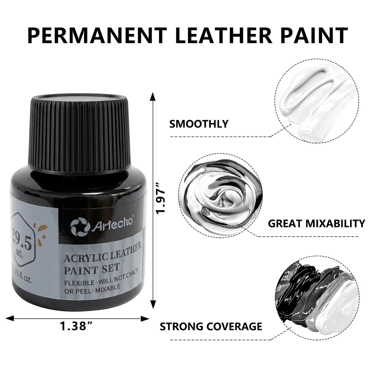 Artecho Black Acrylic Leather Paint 1oz