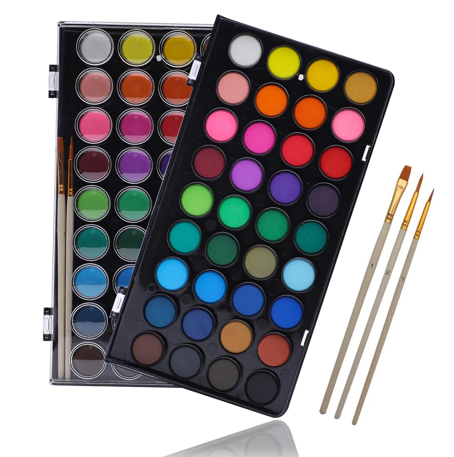 Watercolor Paint Set with 3 Brushes, 36 Colors