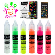 Artecho Glow in the Dark Acrylic Paint Set, 6 Colors x 11ml (0.37oz)