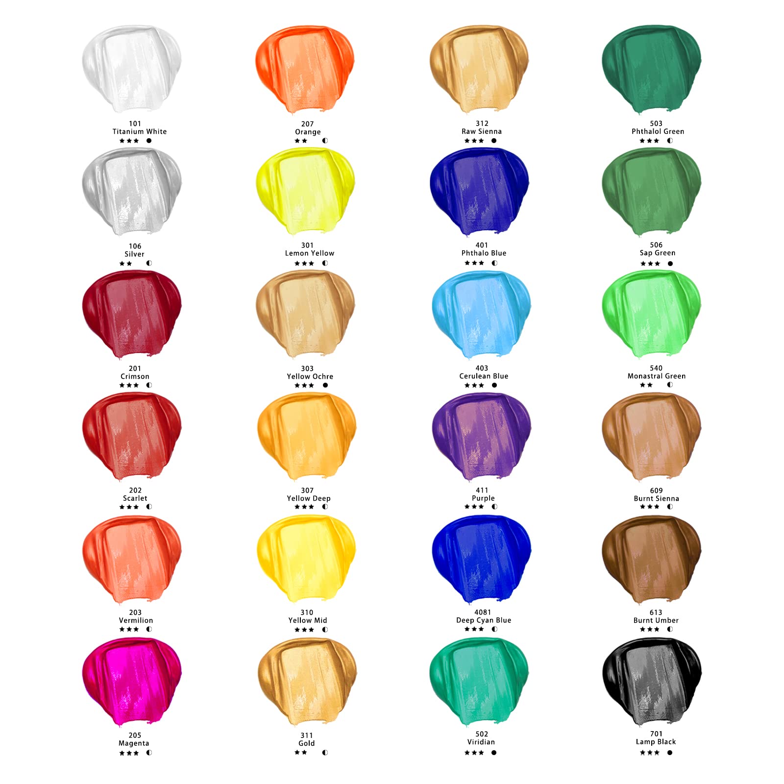 Acrylic Paint 36ml Set #Size_24 Basic Colors (36ml)