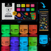 Artecho Glow in the Dark Paint, Fluorescent UV Reactive Paint, 8 Colors