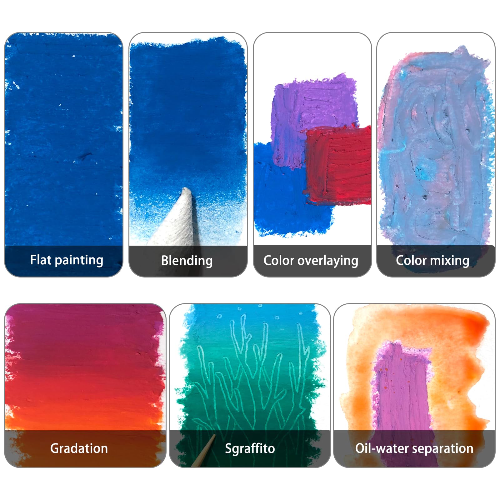 Metallic Soft Oil Pastels Set, 12 Colors (10x70mm)