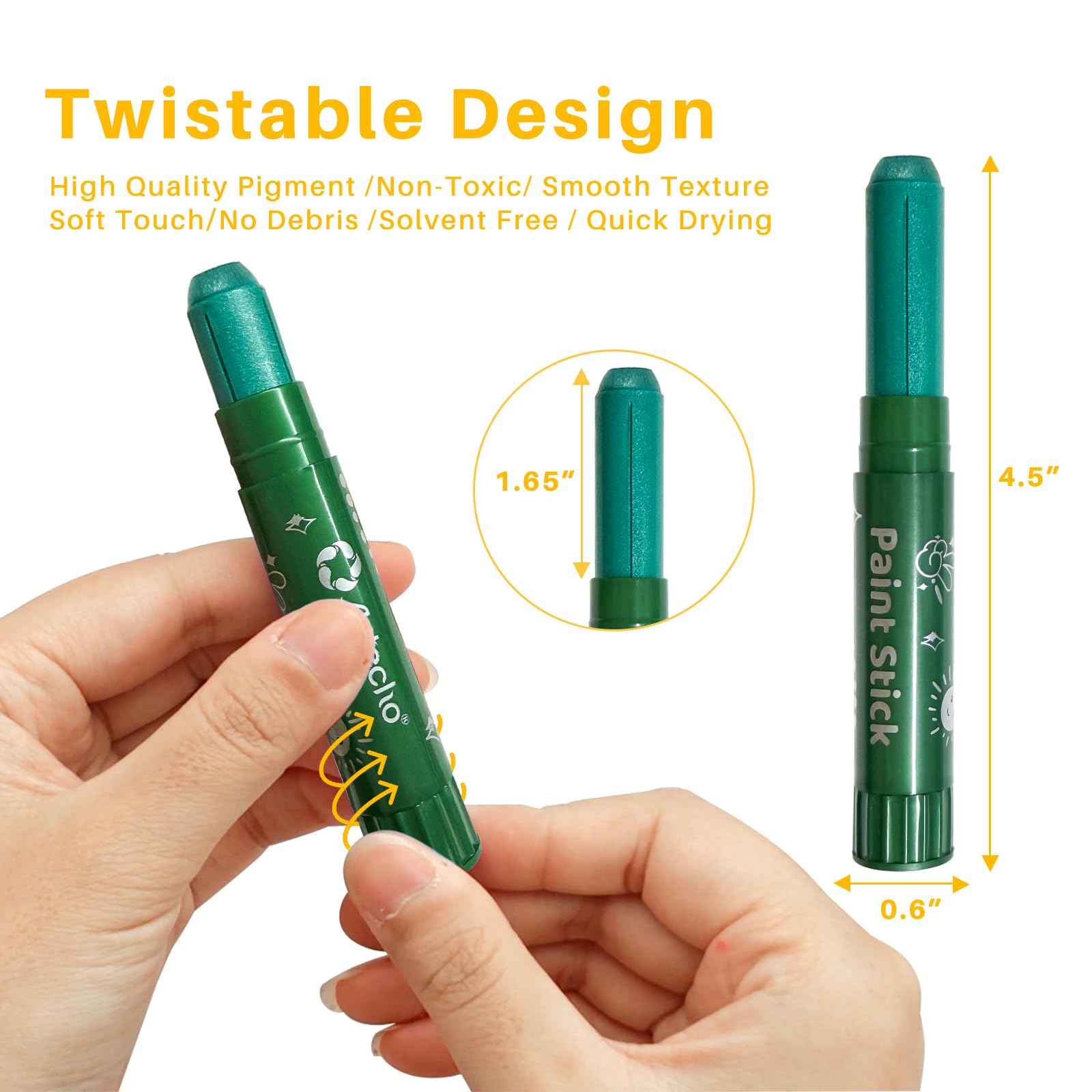 Metallic Washable Tempera Paint Sticks, 12 Colors