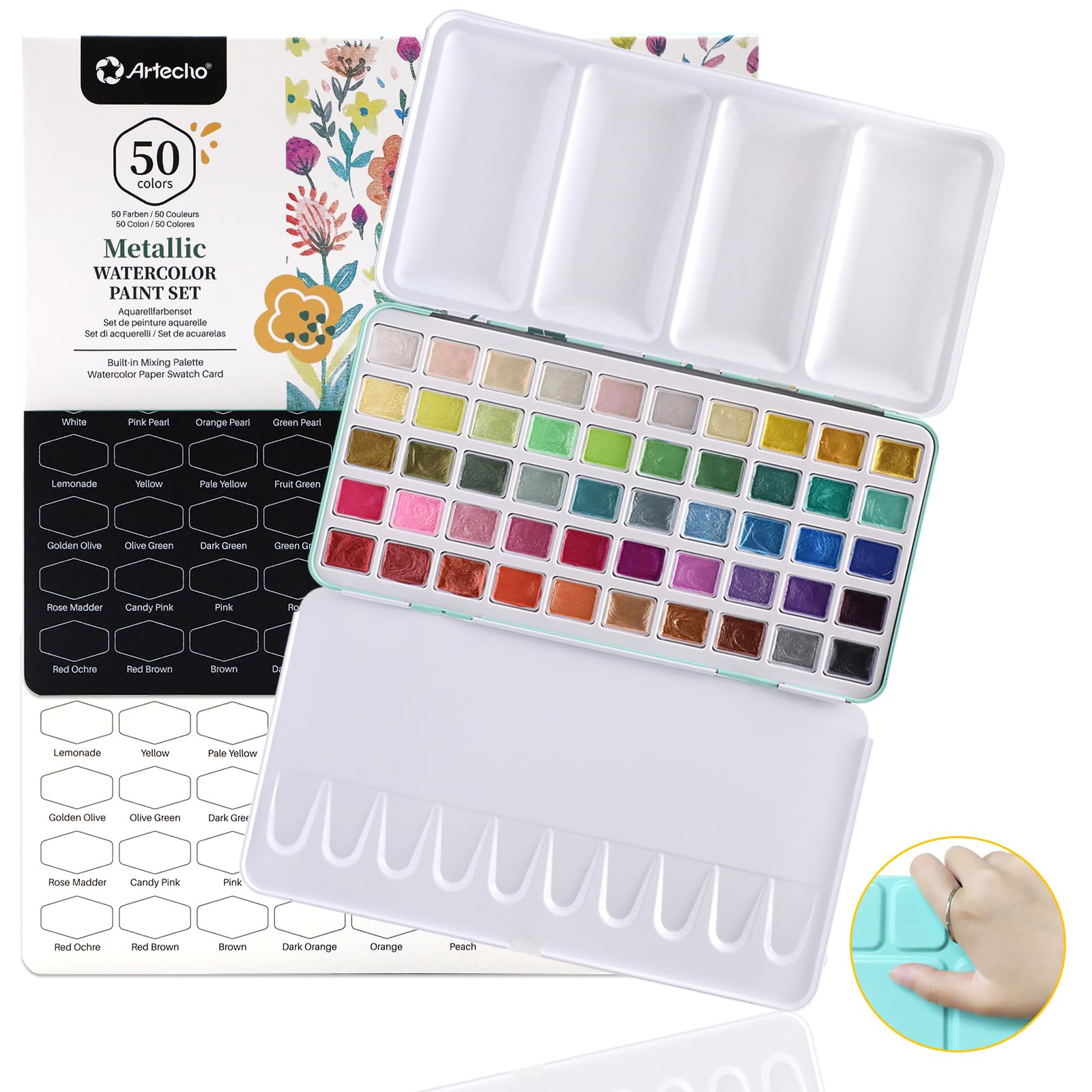 Metallic Watercolor Paint Set, 50 Glitter Colors
