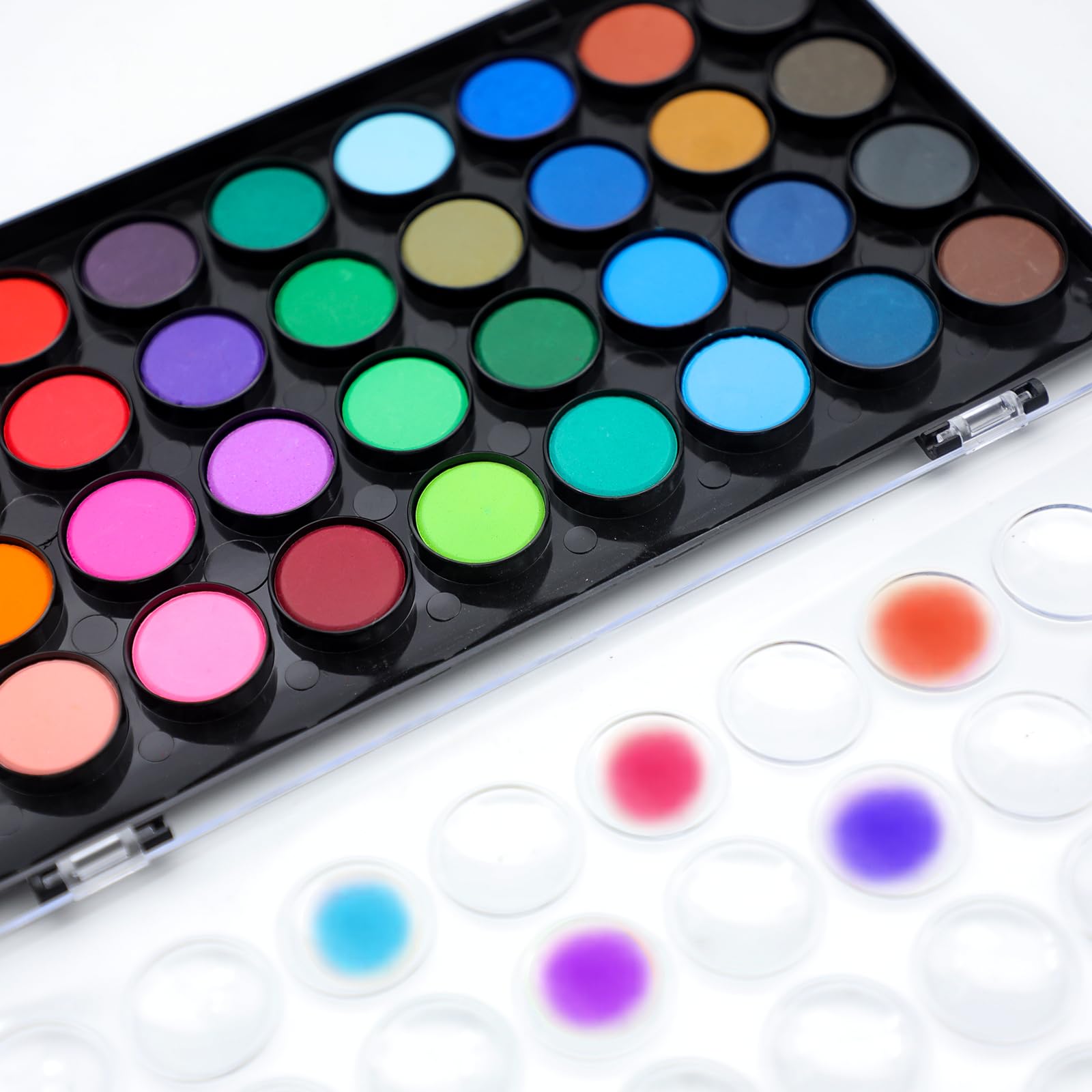 Watercolor Paint Set with 3 Brushes, 36 Colors