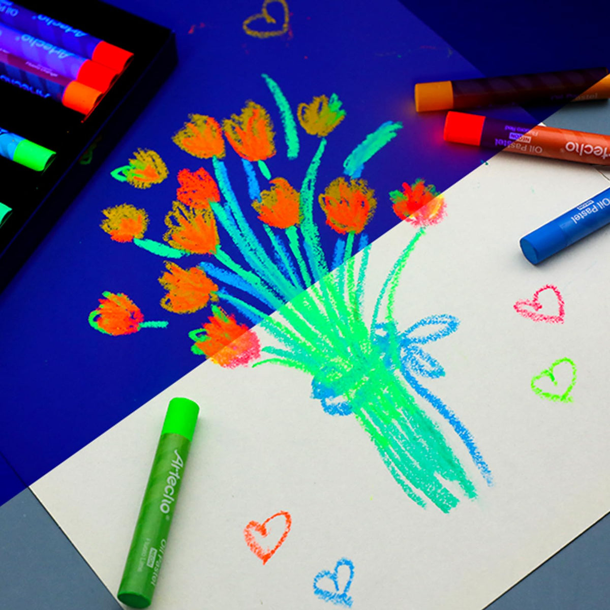 Artecho Neon Oil Pastels Set of 12 Colors (10 x 70 mm)