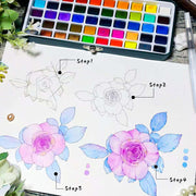 Artecho 100 Colors Watercolor Paint Set with Metallics, Portable Tin Case
