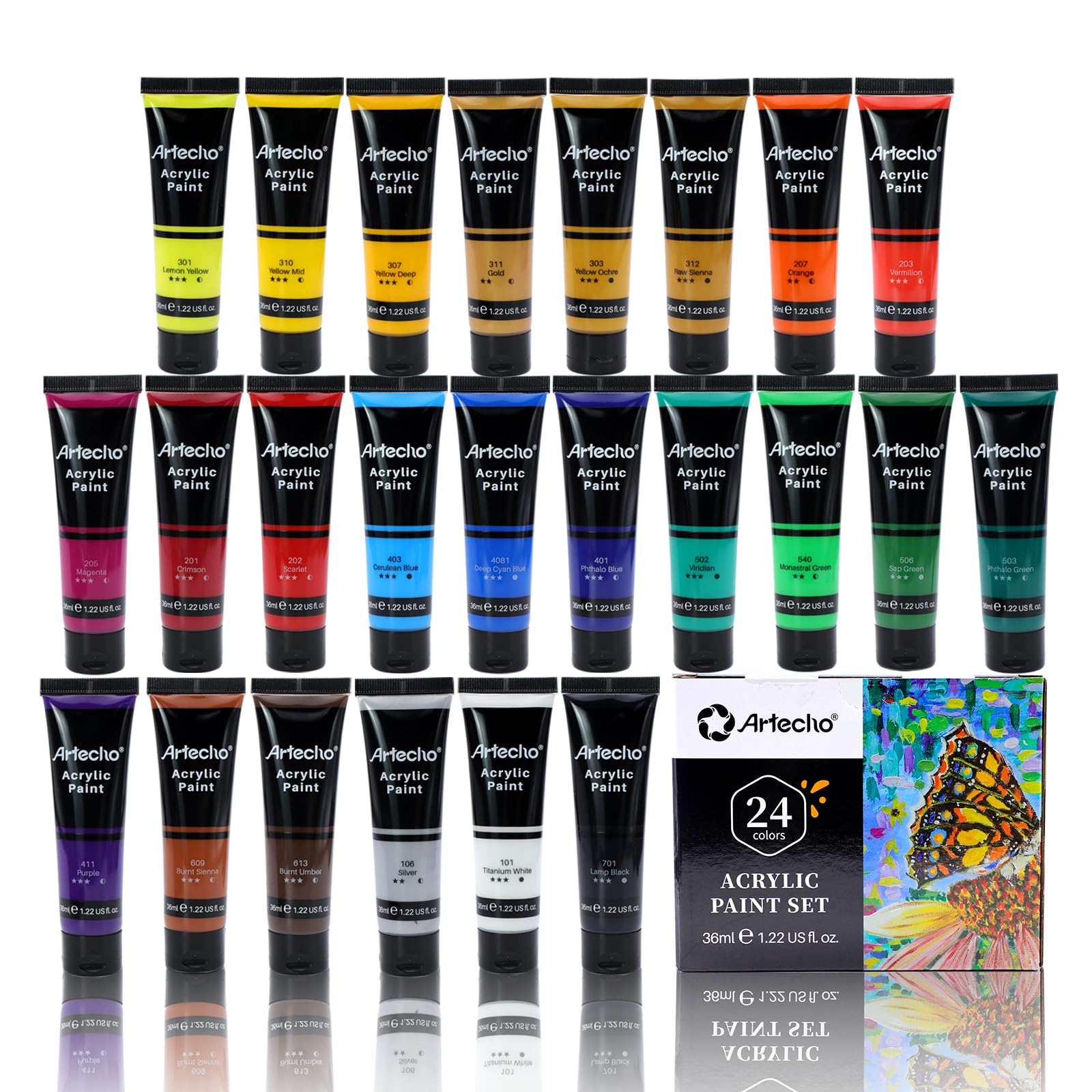 Acrylic Paint 36ml Set #Size_24 Basic Colors (36ml)