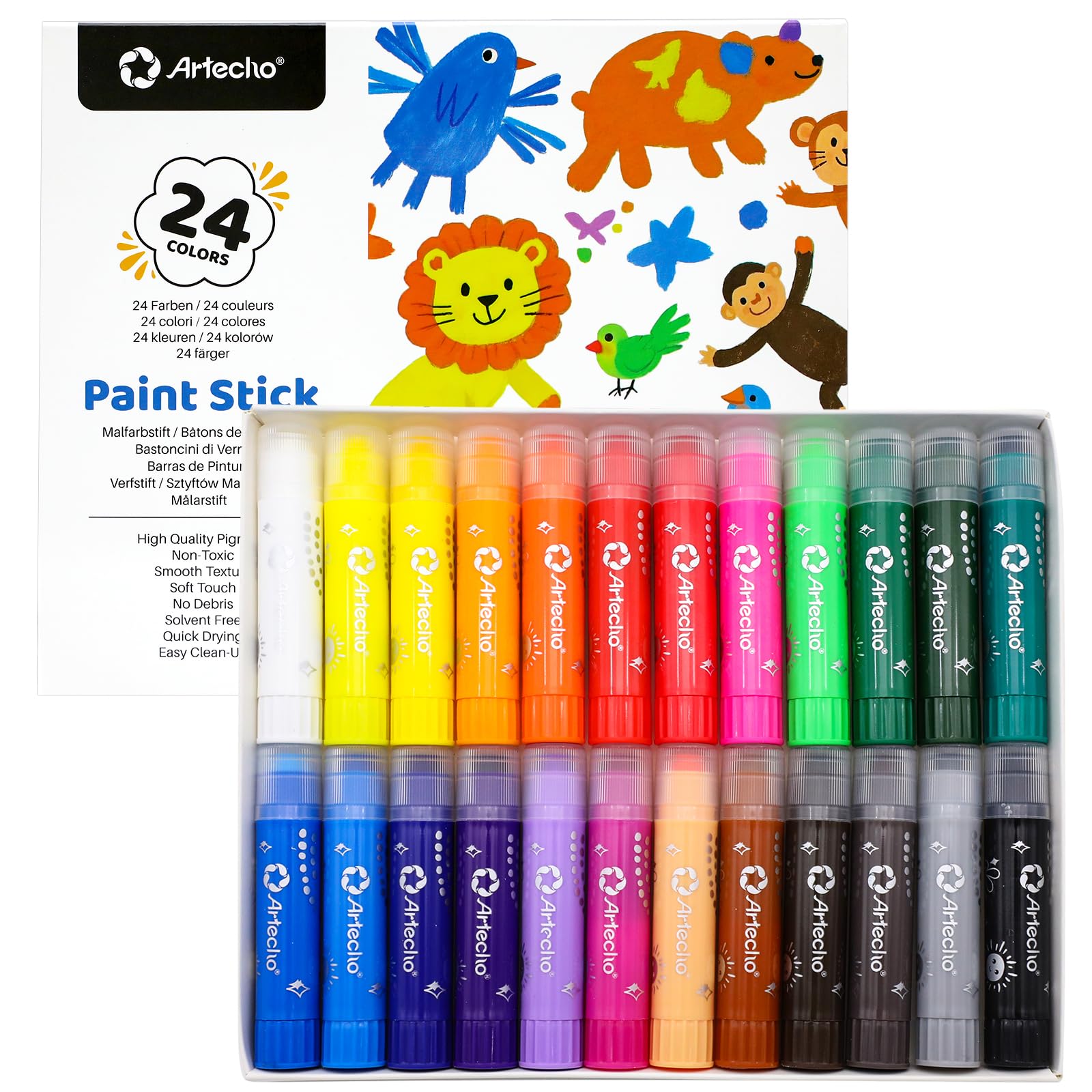 Washable Tempera Paint Sticks, 24 Colors