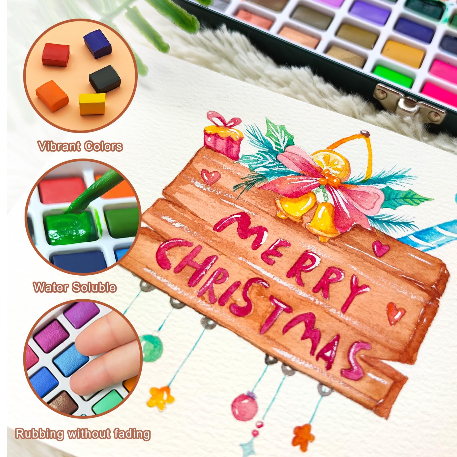 Watercolor Paint Set with Papers & Brushes, 128 Colors