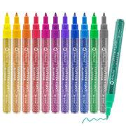 Artecho Glitter Paint Pens 12 Colors with 0.7mm Extra Fine Tip