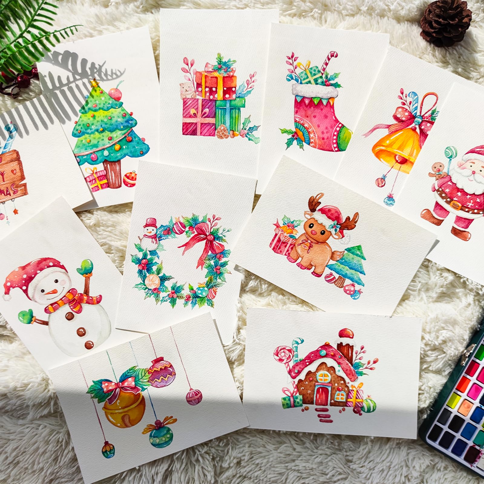 Travel Watercolor Paint Set with Papers & Brushes, 50 Colors