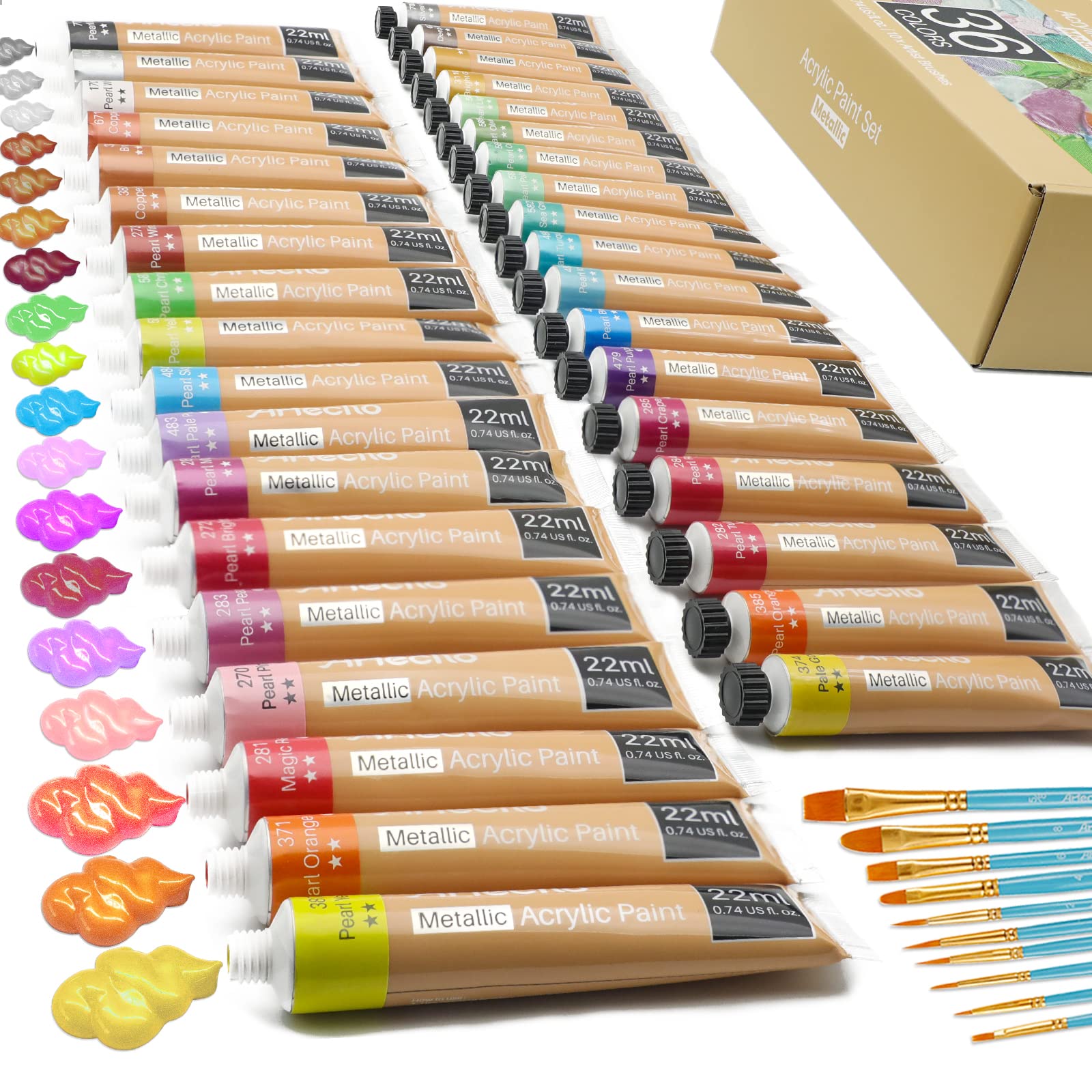 Acrylic Paint Metallic Set #Size_36 Colors (0.74oz)