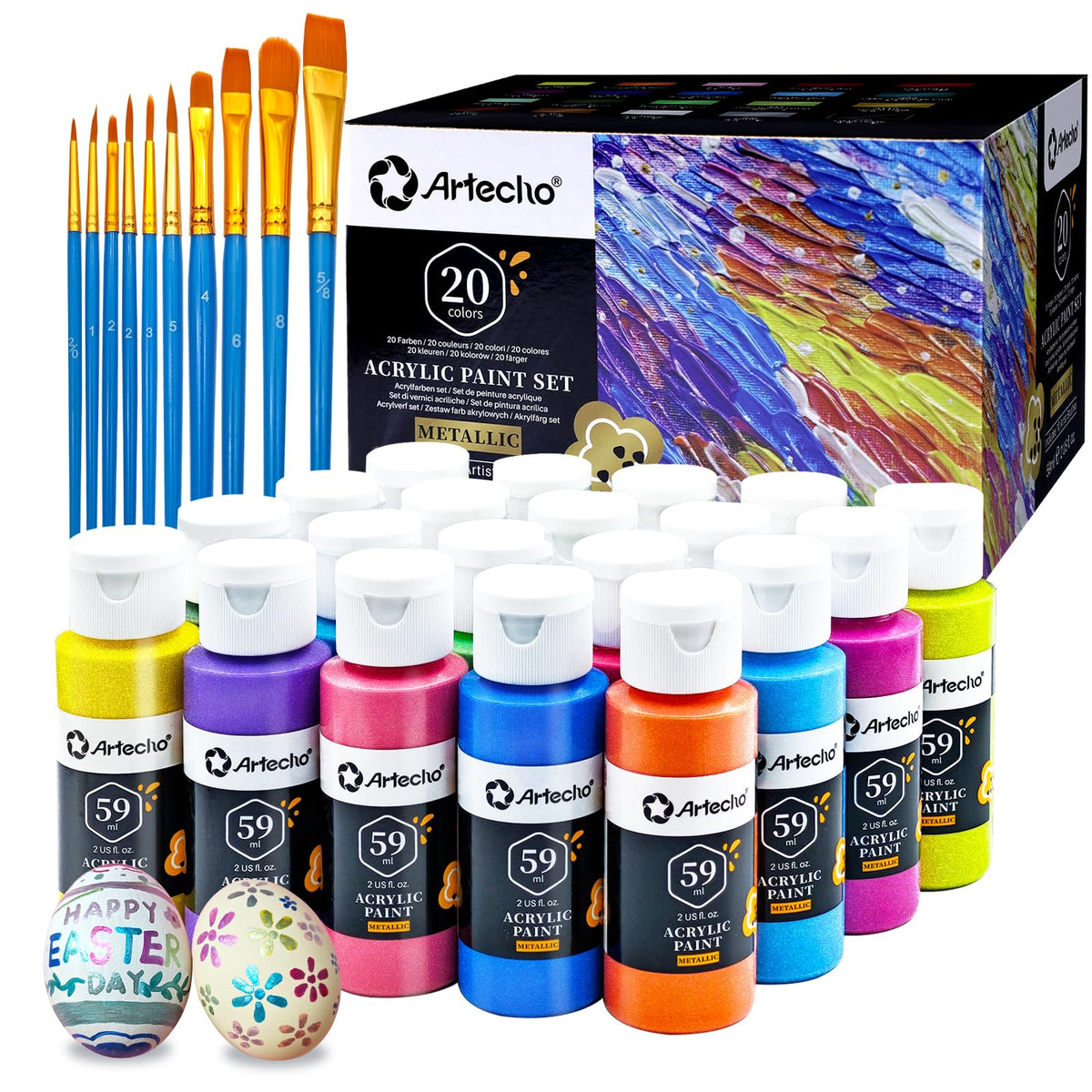 Acrylic Paint 2oz Set #Size_20 Metallic Colors (59ml / 2oz)