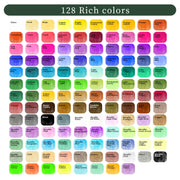 Artecho 128-Color Watercolor Paint Set with Metallics, Portable Tin Case