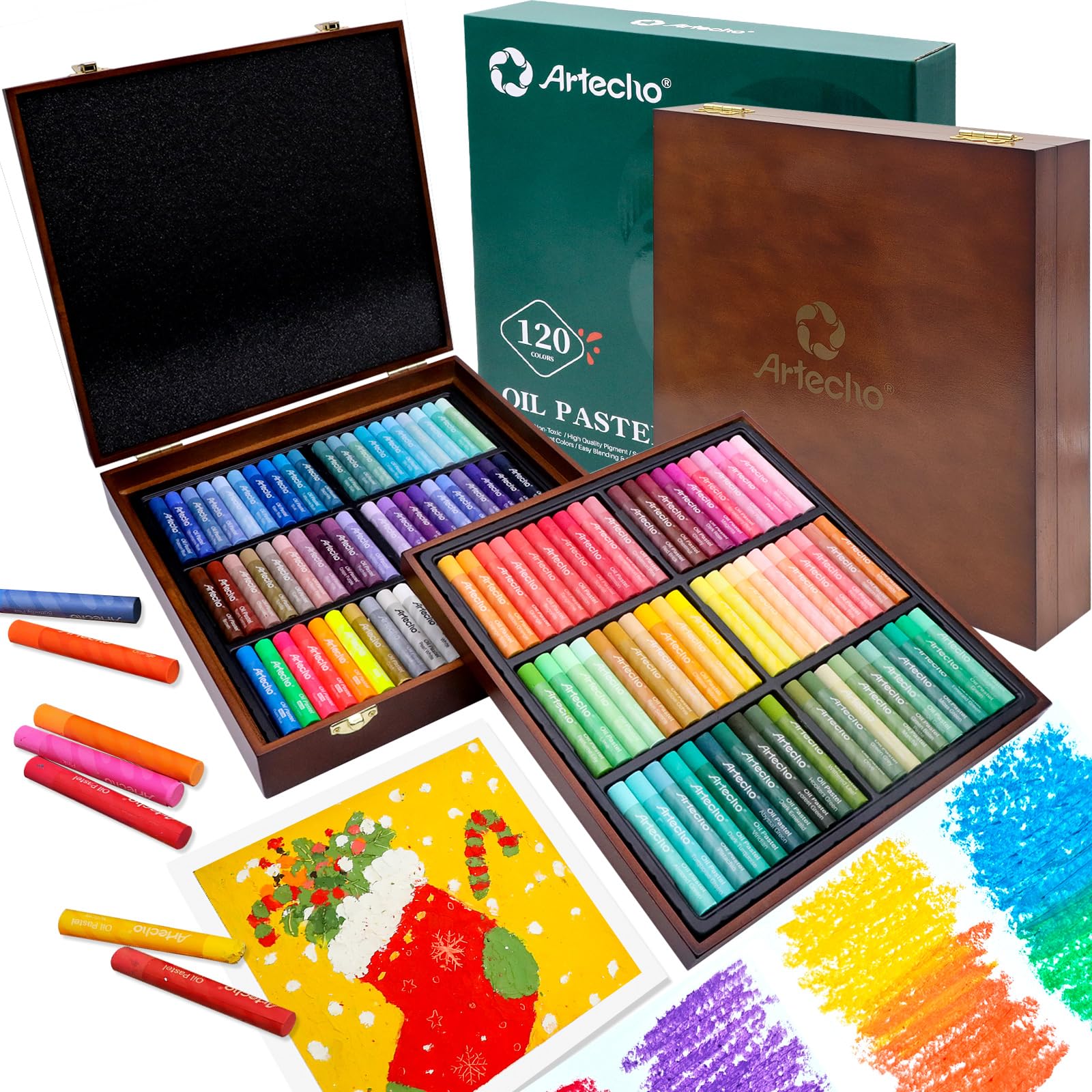 Oil Pastel Set #Size_10x70mm 120 Colors Wooden Box