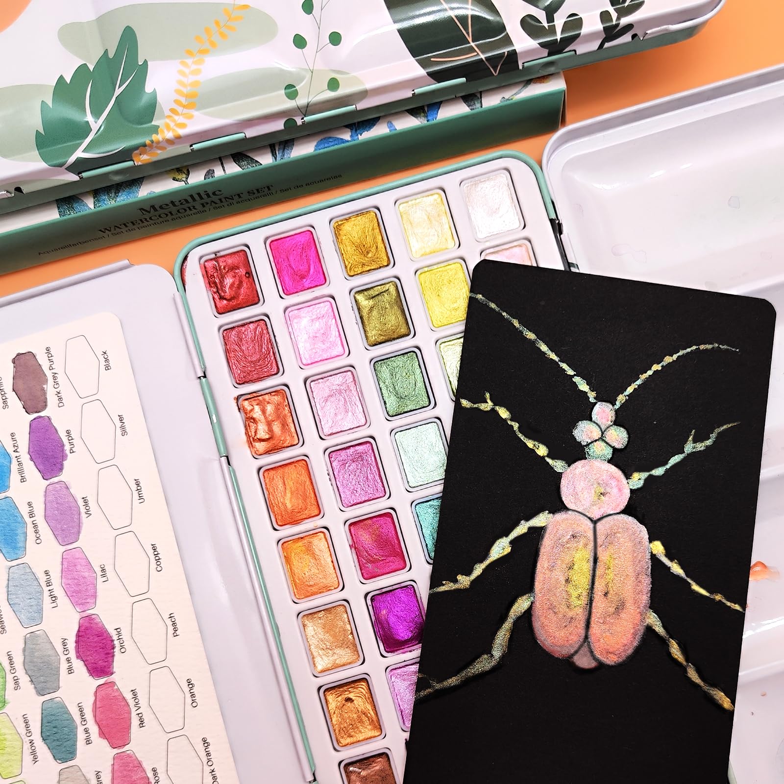 Metallic Watercolor Paint Set, 50 Glitter Colors