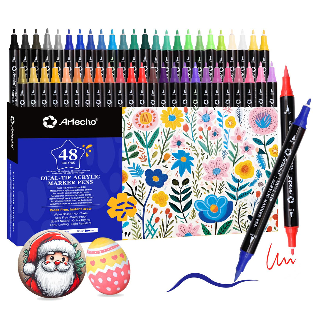 Dual-Tip Acrylic Paint Marker #Size_48 Colors