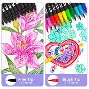 Artecho 72 Colors Dual Tip Markers for Adult Coloring Books with Bag