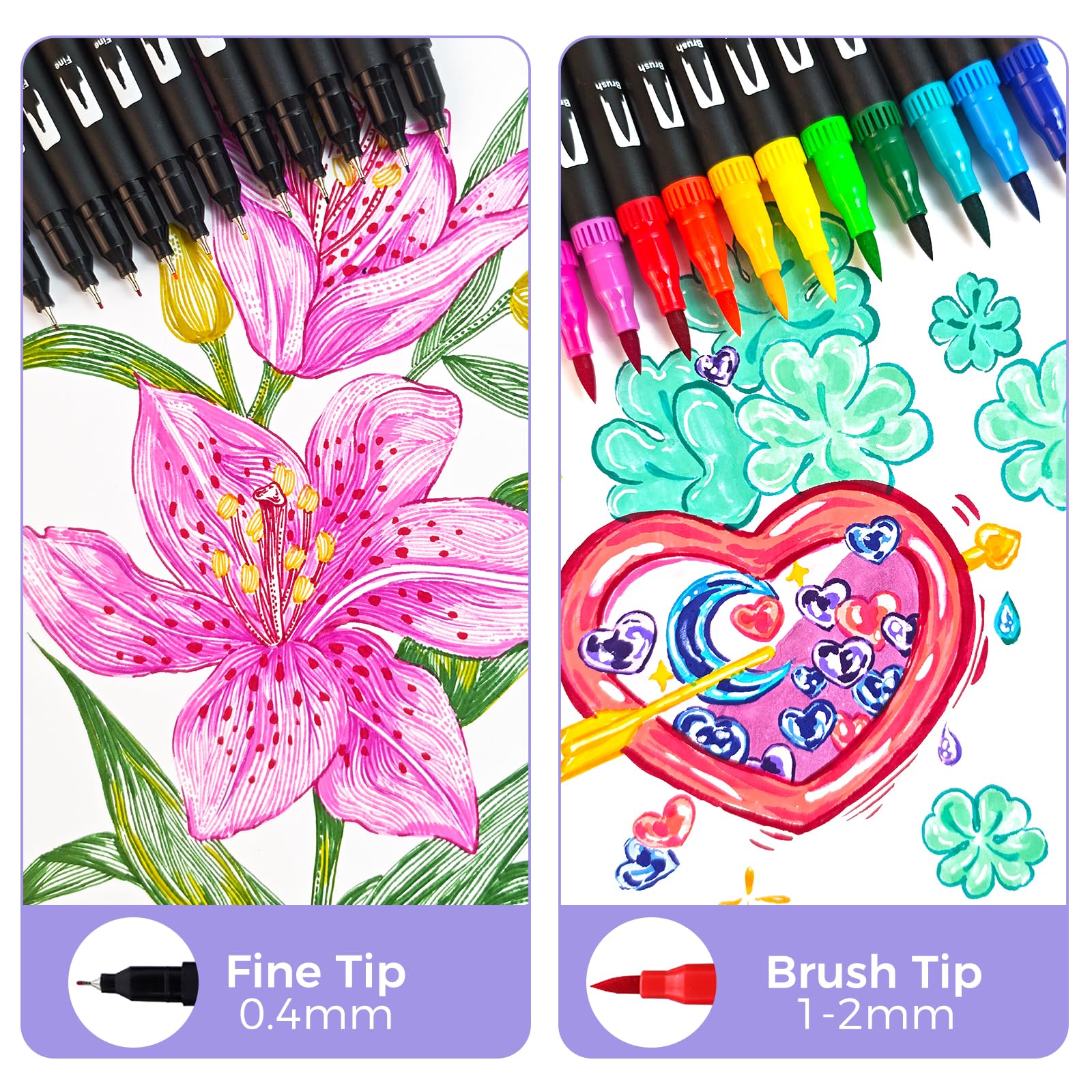 Dual-Tip Watercolor Pens Set #Size_120 Colors Brush Tip