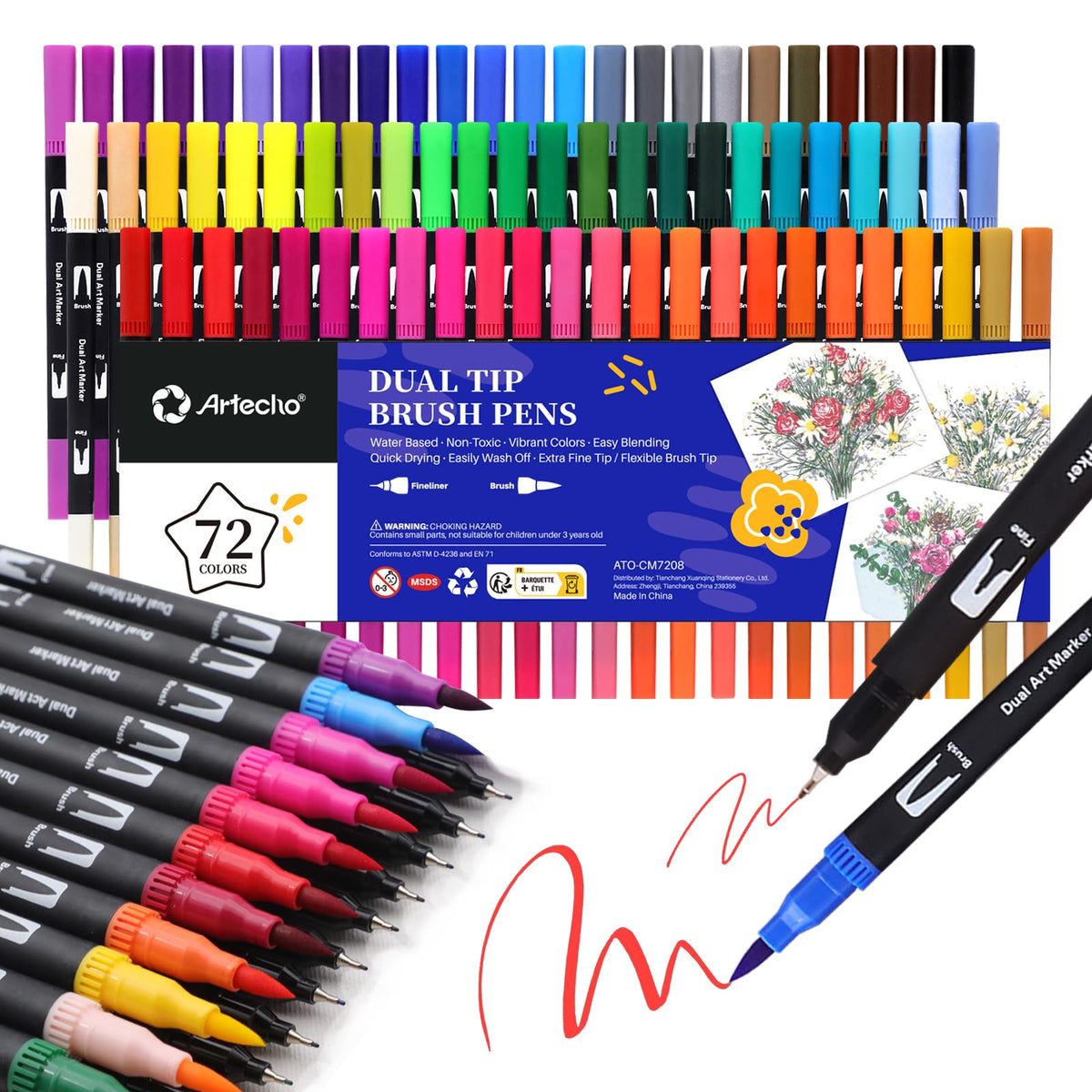 Dual-Tip Color Pens Set #Size_72 Colors