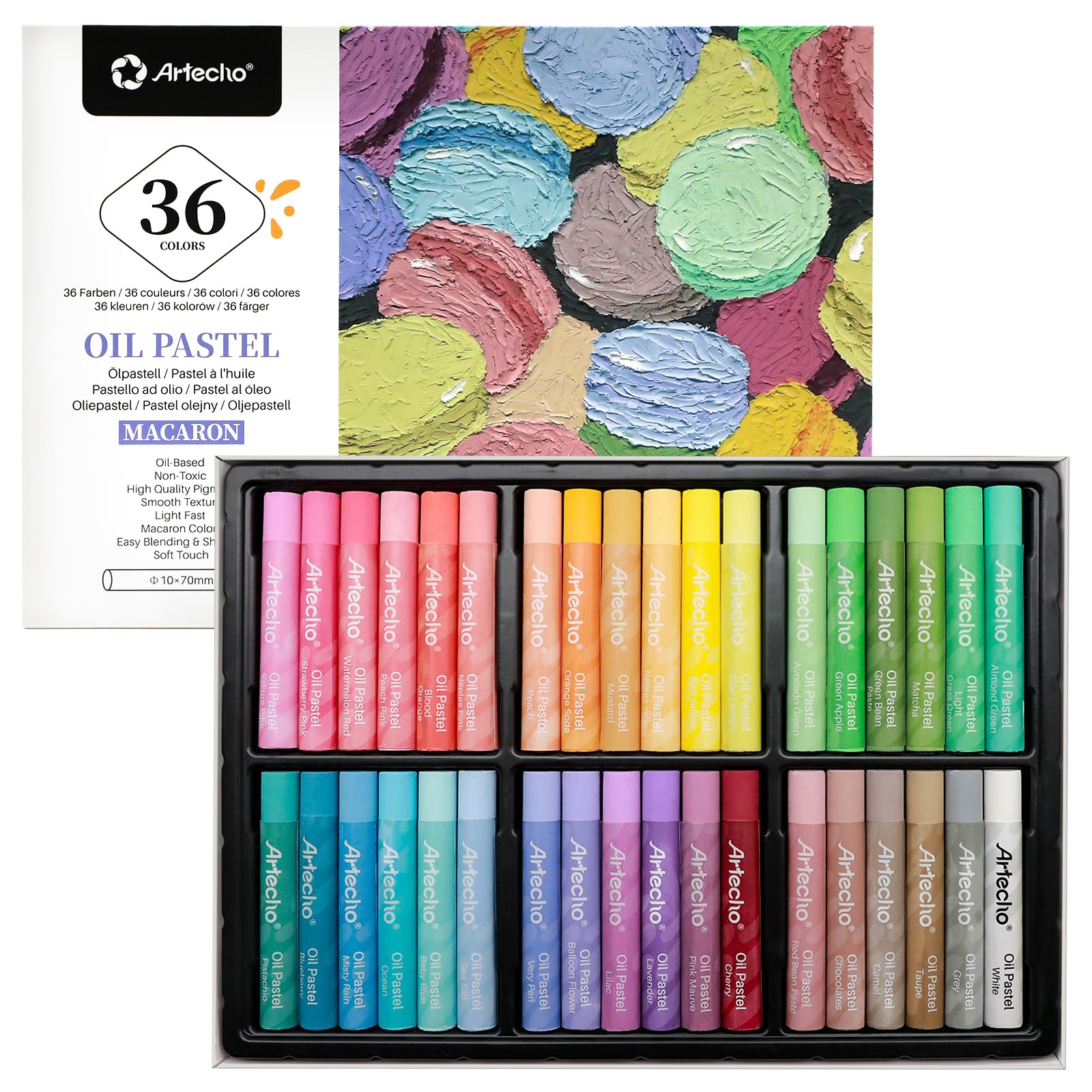 Macaron Soft Oil Pastels Set, 36 Colors (10x70mm)