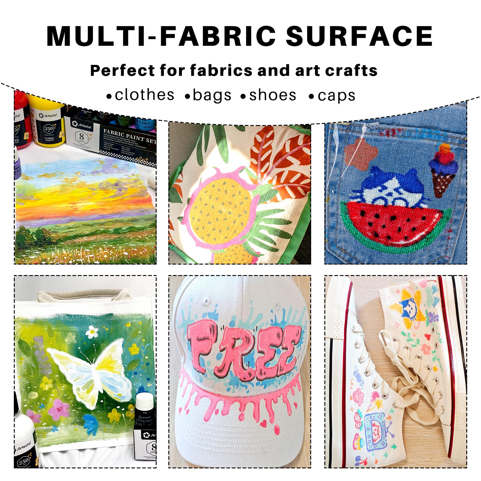 Fabric Paint Set, 8 Colors (20ml / 0.7oz)