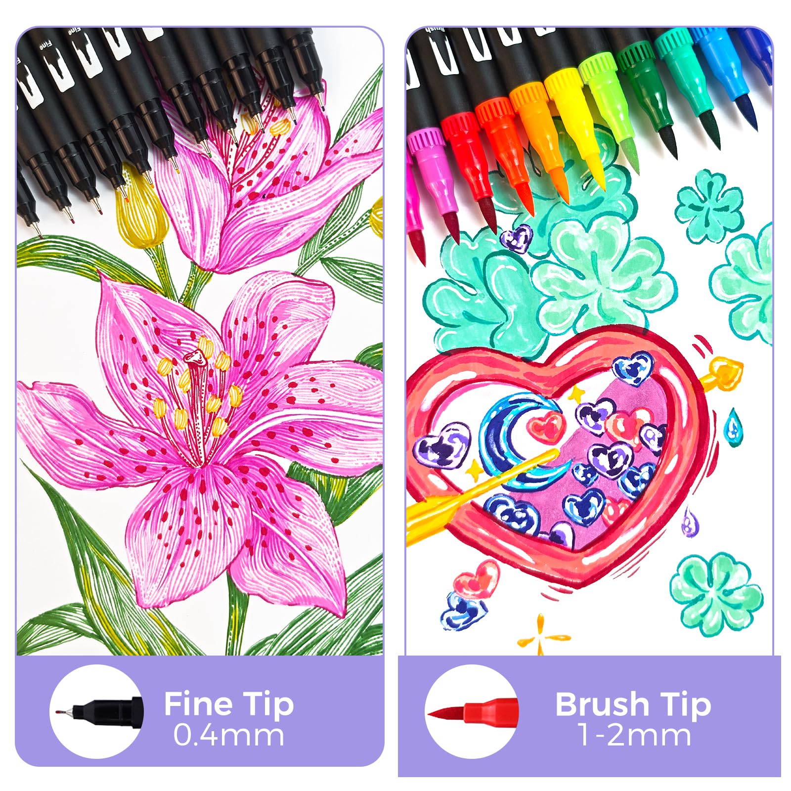 Dual-Tip Watercolor Pens Set #Size_36 Colors
