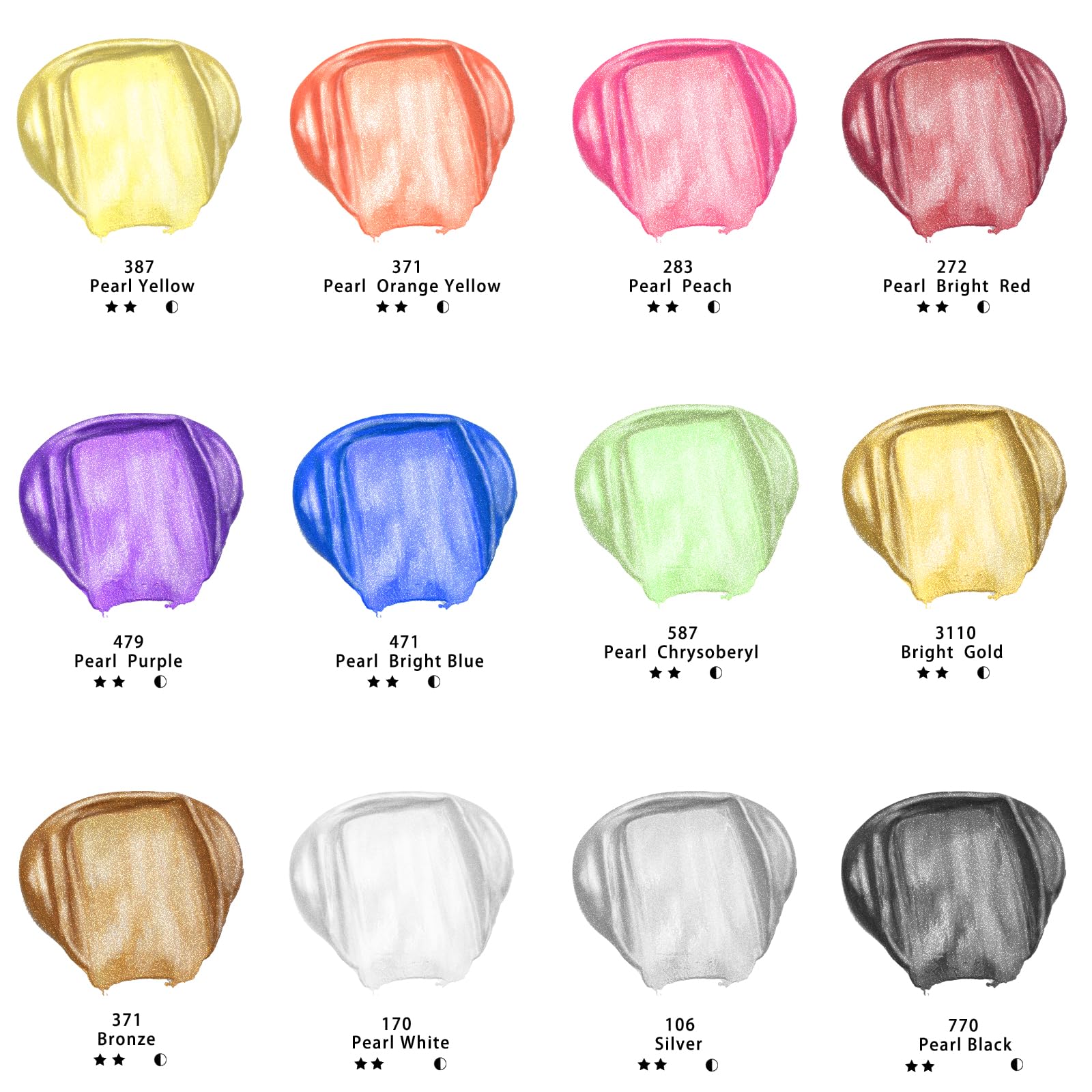 Metallic Acrylic Paint Set, 24 Basic & 12 Metallic Colors (2oz)