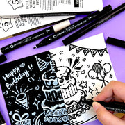 Artecho Dual Tip Acrylic Paint Pen White 5pcs set-Fine Tip and Brush Tip