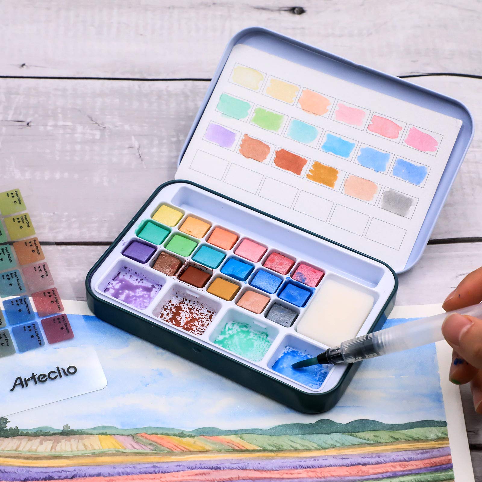 Watercolor Paint Set 100 Colors #Size_18 Metallic Colors