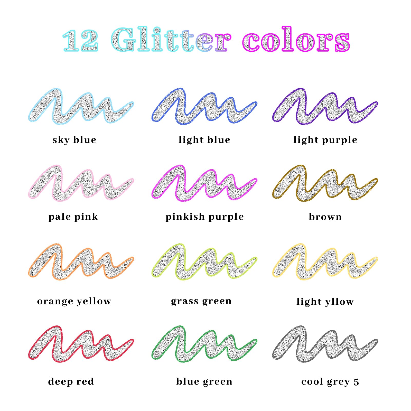 Glitter Outline Markers, 12 Colors