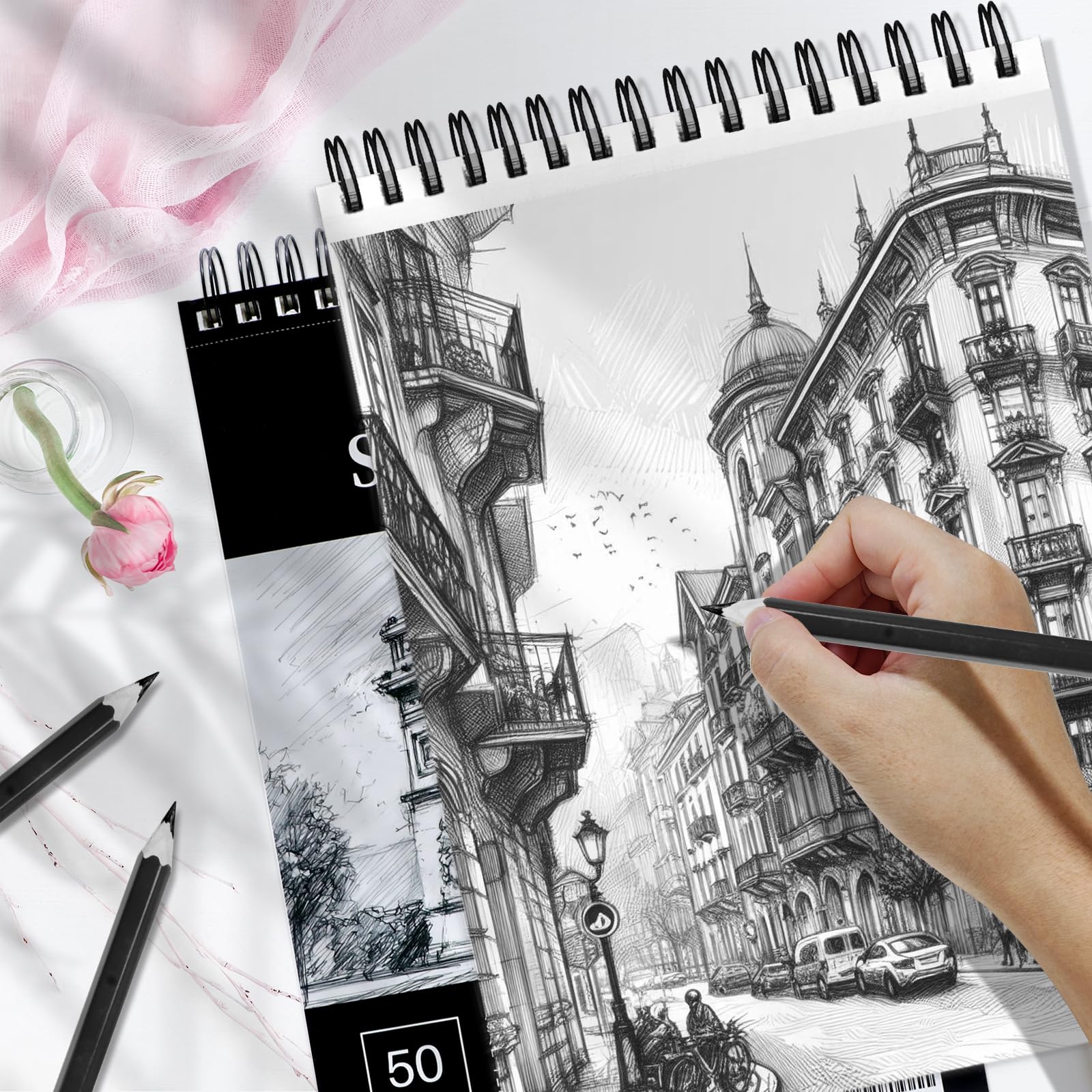 Hardcover Spiral Sketch Book, A4, 50 Sheets (300gsm)