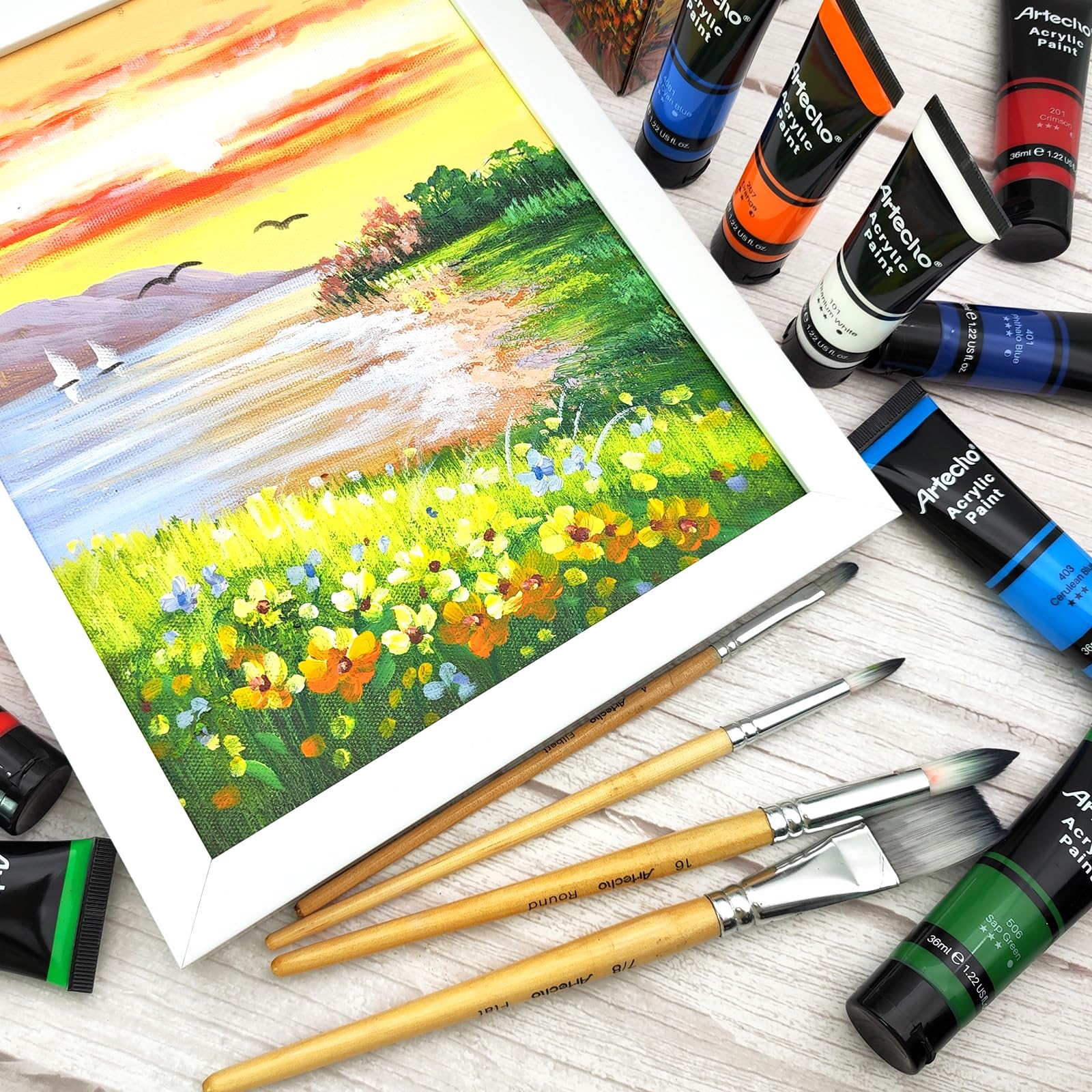 Acrylic Paint 36ml Set #Size_18 Basic Colors (36ml)