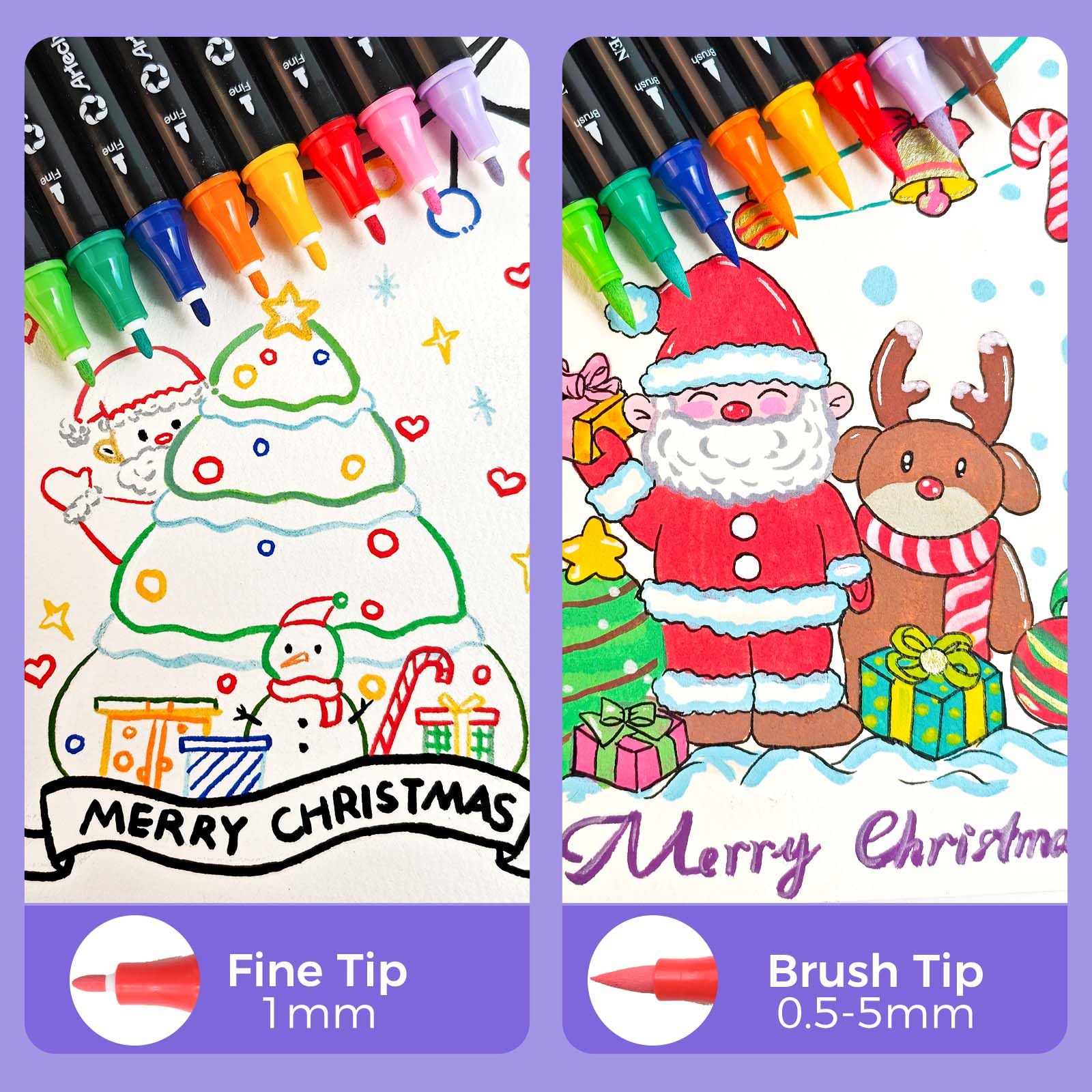 Dual-Tip Acrylic Paint Marker with Bag #Size_48 Colors Brush Tip