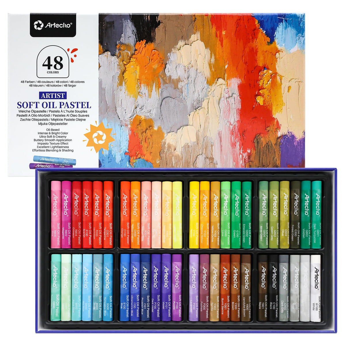 Artecho Extra Soft Oil Pastels 48 Colors Artist Grade