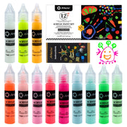 Artecho Glow in the Dark Acrylic Paint Set – 12 Colors x 11ml (0.37oz)
