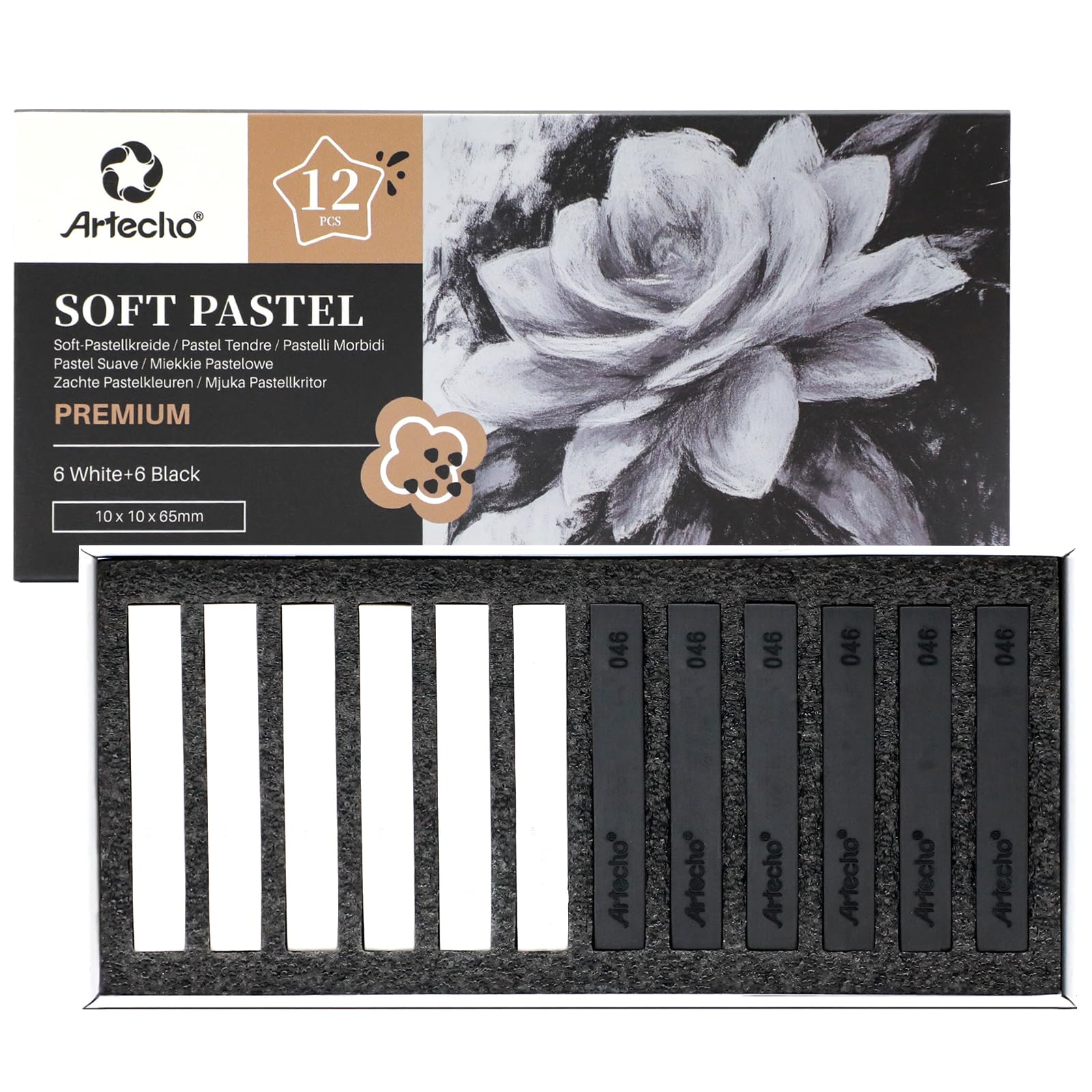 Soft Pastels Set, 12 PCS (6 White & 6 Black)
